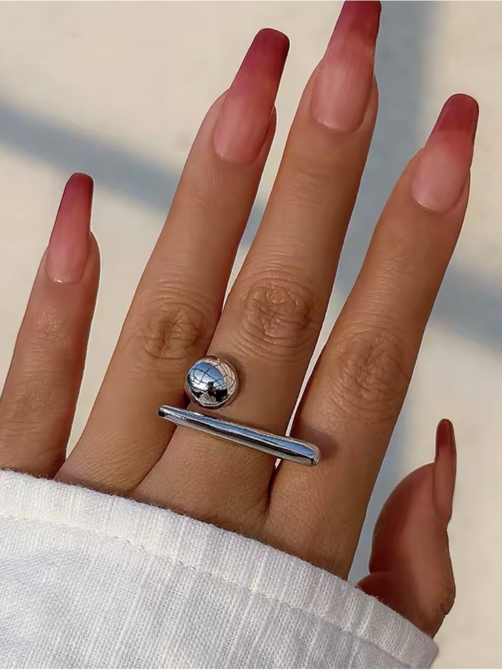Zara Silver Open Globe and Bar Ring